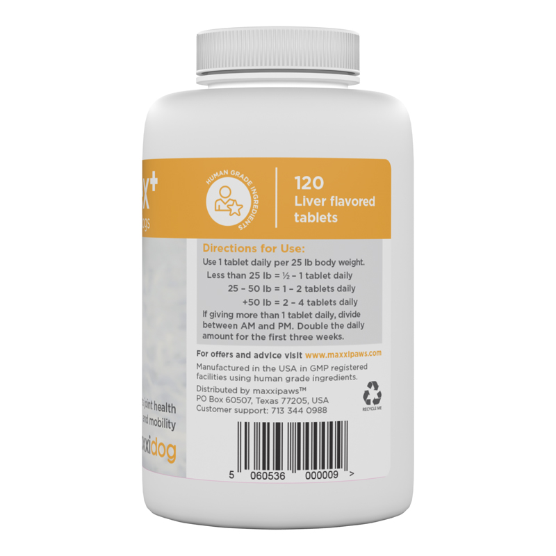 maxxiflex dog hip and joint supplement directions for use